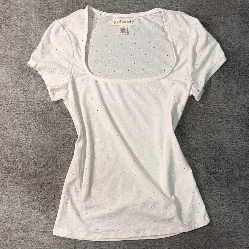 Eye Candy White Eyelet Baby Tee